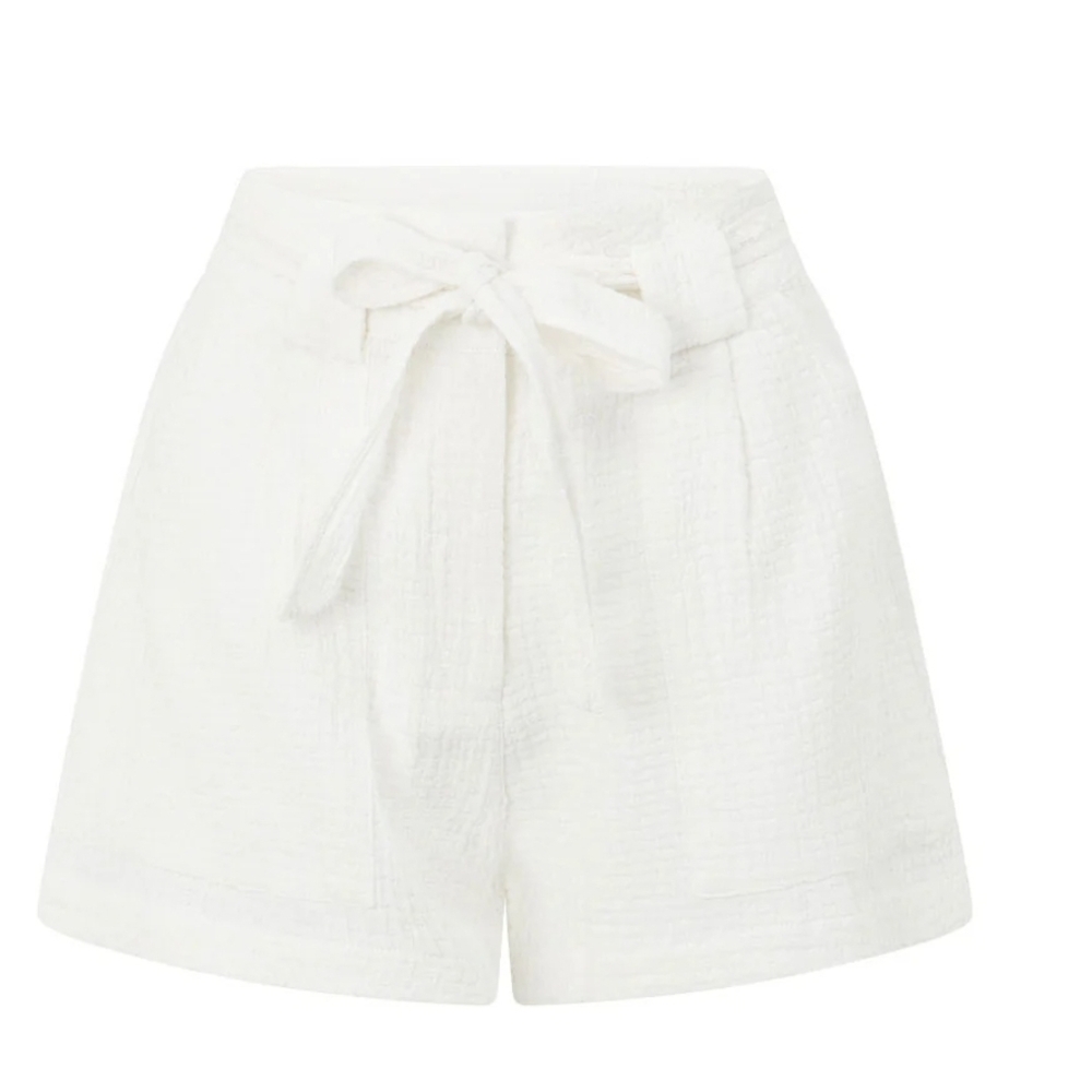 Sabo Skirt White High Waist Tie-Front Shorts